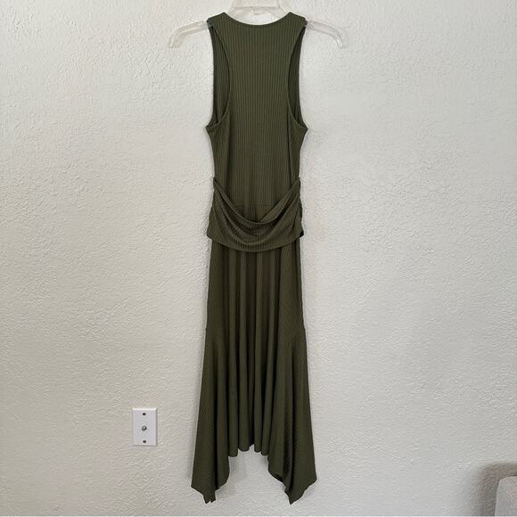 Anthropologie Kingsolver Ribbed Army Green Midi Dress XS - Picture 6 of 6
